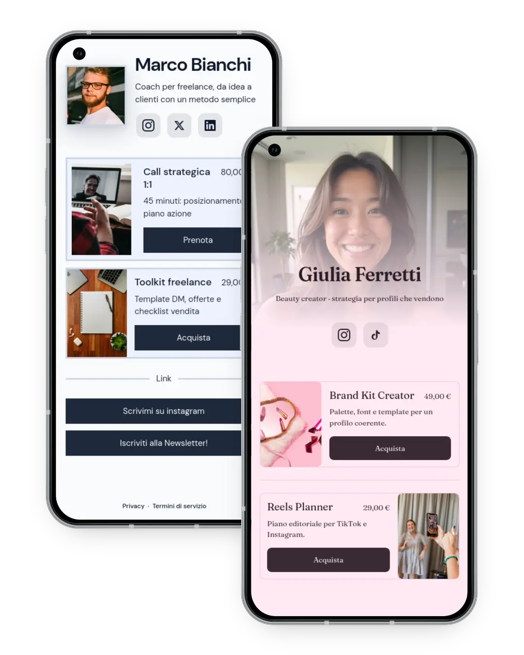 Anteprima di una pagina creator Mioshop su smartphone